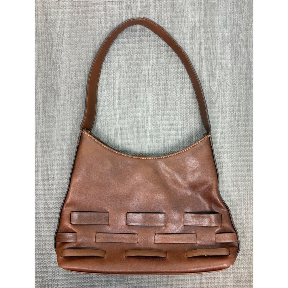 Nine West Shoulder Bag Medium Brown Y2K Basketweave Hobo Purse Minimalist Bag